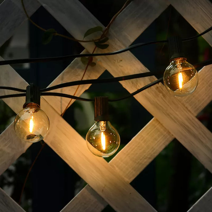 Guirlande lumineuse filaire de 36 ampoules - Série GUINGUETTE - Culot E12 - 25 Watts - 75 Lumens - Angle 360° - IP44 - 22 mètres - Couleur NOIR - Avec télécommande - 2700K