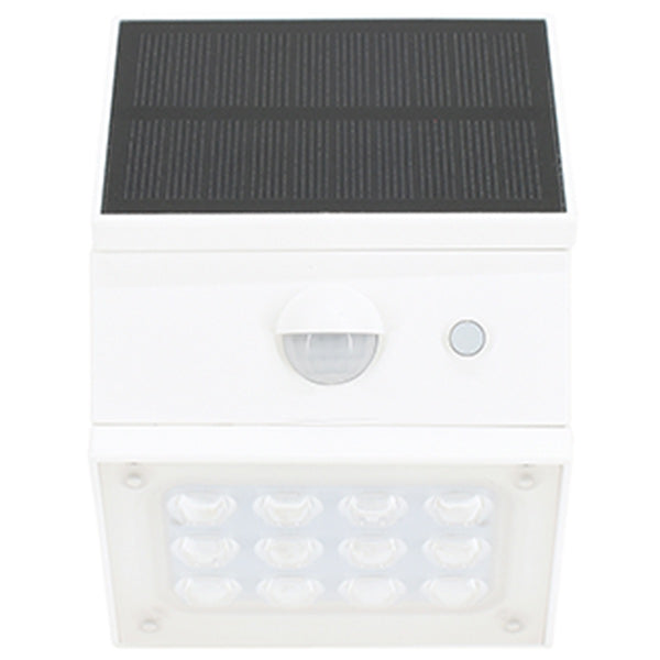 Pack de 10x Projecteurs muraux LED solaires - CCT(Couleur Changeante en Température) Série WALL V1 -  300 Lumens - Angle 120°x60° - IP65 - 95 x 88 x 74 mm - Modèle BLANC - 2 MODES - Avec détecteur de mouvement - Avec capteur crépusculaire - Garantie 5 ans