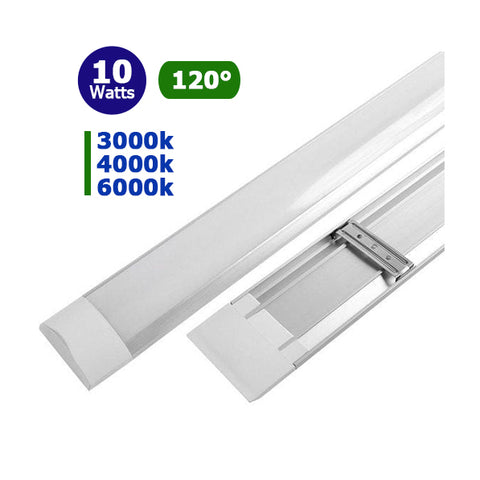 Réglette fine LED non étanche - 10 Watts - 800 lumens - 300 x 70 x 20 mm - 120 degrés - IP20