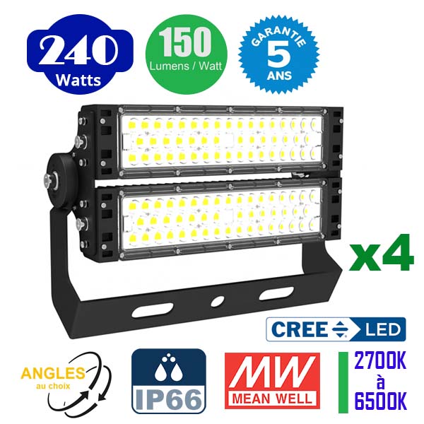 Pack de 4x Projecteurs haute puissance LED de stade filaire - Srie ...