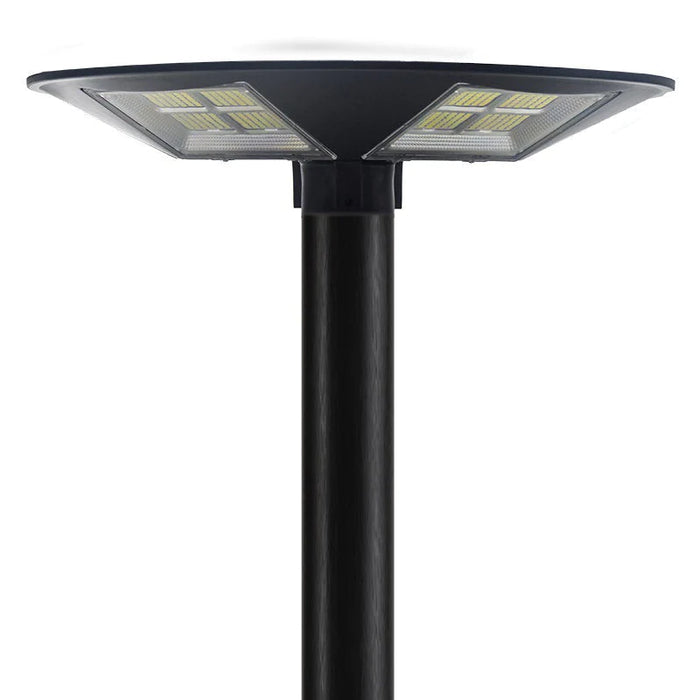 Pack lampadaire complet 3 mètres : Lampe solaire Série OVNI HERCULE 500 Watts - 2200 lumens - 3000K - Angle 360° + Mât STANDARD 3 mètres  (V1 EVO ou V4 EVO - Avec trappe)