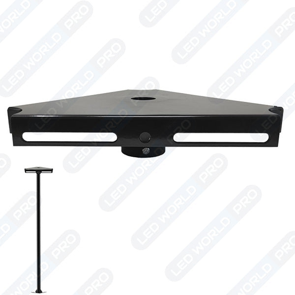 Tête de mât triangulaire pour 1 / 2 / 3 projecteurs - Insertion mât diamètre 80mm - 34 x 34 x 34 x 8 cm - Garantie 10 ans