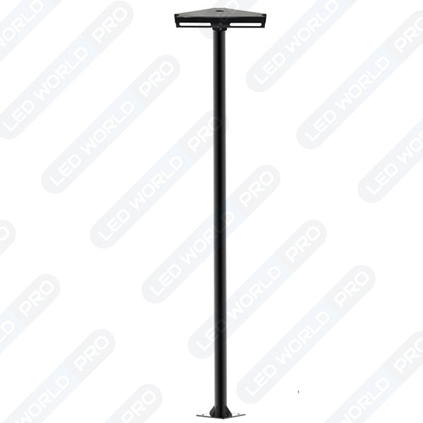 Tête de mât triangulaire pour 1 / 2 / 3 projecteurs - Insertion mât diamètre 80mm - 34 x 34 x 34 x 8 cm - Garantie 10 ans