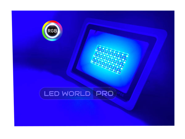 Projecteur LED Filaire RGB - Série PAD 50 Watts - 5000 Lumens - 100 Lumens/Watt - Angle 120° - IP66 - 205 x 160 x 34 mm - Avec télécommande - Garantie 3 ans