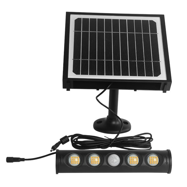 Projecteur / Lampe de sécurité solaire LED multifonctionnelle - Série SNIPER – Rendu lumineux 80 Watts - Angle 120° - IP65 - 26 x 21 x 7 cm – Détachable – 7 types d’installations - Avec détecteur de mouvement – Couleur éclairage 3000k