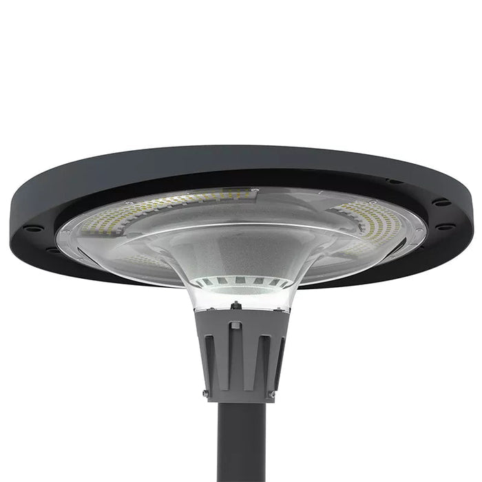 Pack lampadaire complet 5 mètres : Lampe solaire Série OVNI FUTUR 800 Watts 3000k / 6000k / RGB + Mât STANDARD 5 mètres