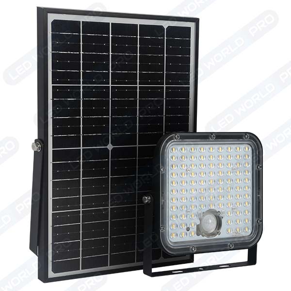 Pack de 8x Projecteurs LED solaires - Série SECURITY V1 - Rendu lumineux 150 Watts - 1500 lumens - Angle 120° x 60° - IP65 - 6000k - Lampe 14 x 15 x 3 cm - Panneau solaire monocristallin ajustable 22 x 18 x 2 cm - Détecteur Infrarouge - Télécommande