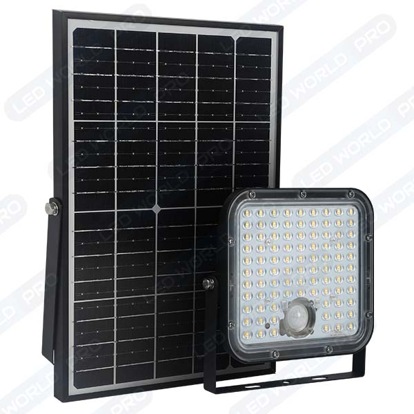 Pack de 8x Projecteurs LED solaires - Série SECURITY - Rendu lumineux 300 Watts - 4800 lumens - Angle 120° x 60° - IP65 - 6000k - Lampe 20 x 19 x 5 cm - Panneau solaire monocristallin ajustable - Détecteur PIR - Télécommande - Garantie 3 ans