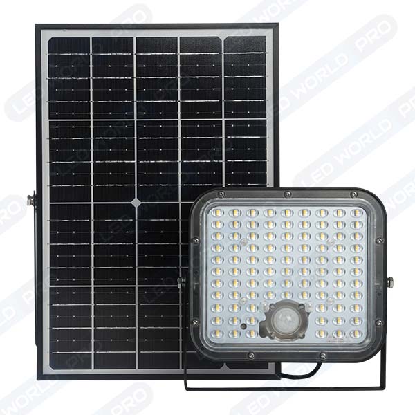 Pack de 8x Projecteurs LED solaires - Série SECURITY V1 - Rendu lumineux 150 Watts - 1500 lumens - Angle 120° x 60° - IP65 - 6000k - Lampe 14 x 15 x 3 cm - Panneau solaire monocristallin ajustable 22 x 18 x 2 cm - Détecteur Infrarouge - Télécommande