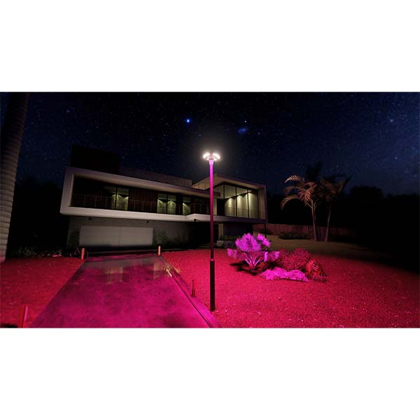 Lampe LED solaire  - Série OVNI FUTUR - RGBWW - Type UFO - 1200 Watts - 2800 lumens - Panneau Monocristallin - IP67 - Angle 360° - Diamètre tube d'insertion 76 mm - Télécommande - Application mobile Bluetooth - Rythme musical - Couleur 3000K / 6000K / RGB
