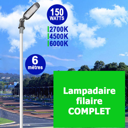 Pack de 8x Lampadaires LED Filaires Rotatifs - Série FLEX EVO - 40 Watts - 6400 Lumens - 160 Lumens/Watt - Angle TPIII - IP66 - IK08 - 49 x 17 x 10 cm - 2700k - Transformateur SOSEN - Tube d'insertion 60mm - Garantie 5 ans