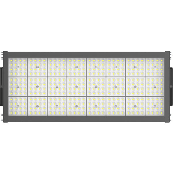 Projecteur haute puissance LED de stade filaire - Série EVOLUTION - 600 Watts - 96 000 Lumens - 160 Lumens/Watt - Angle 30° / 60° / 90° / TypeII / P50 au choix - 72 x 36 x 16 cm - IP66 - IK08 - Visière en option - Garantie 5 ans