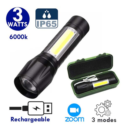 Lampe de poche LED-Cree 3 watts avec 3 modes d'éclairage, 150 lm