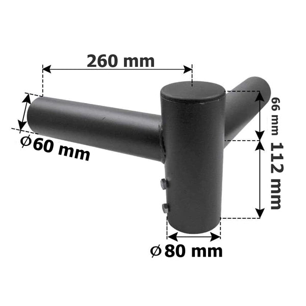 Double tête de mât perpendiculaire - Insertion mât diamètre 80mm / Support 60mm