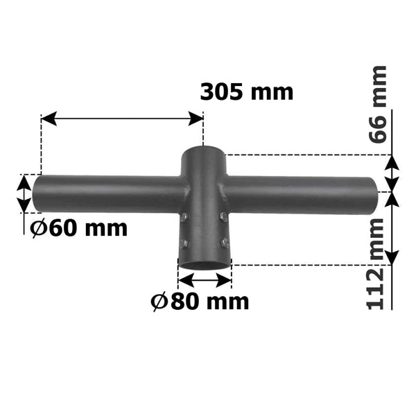 Double tête de mât perpendiculaire - Insertion mât diamètre 80mm / Support 60mm