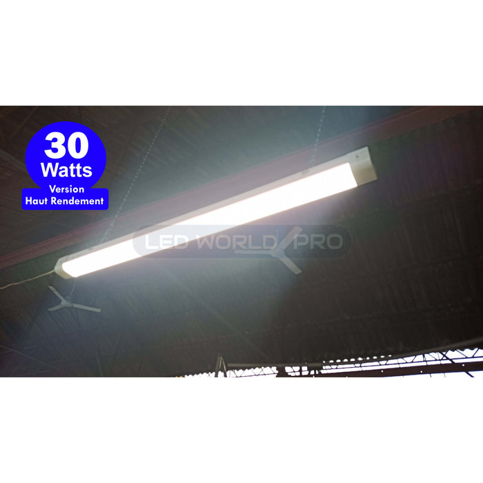 Pack de 24x Réglettes LED étanches connectables - Série EASY-LINK - Version HAUT RENDEMENT - 30 Watts - 4200 Lumens - 140 Lumens/Watt - 129 x 26 x 15 cm - Angle 120° - IP65 - 4000K / 5000K - Transformateur TRIDONIC - Garantie 5 ans