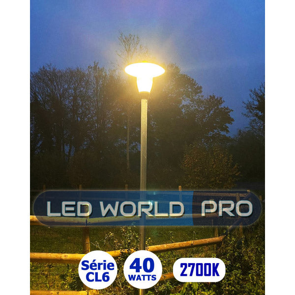 Ampoule LED  E27 / E40 au choix - Série CL6 - 40 Watts - 130 / 150 / 180 lumens par Watt au choix - 93 x 285 mm - Angle 360° - IP44