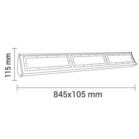 Pack de 4x Lampes industrielles Driverless - Linéaire - Série LINEAR - 150 Watts - 15 000 Lumens - 100 Lumens/Watt - Angle 120 ° x 60 ° - IP44 - Aluminium - 840 x 110 x 110 mm